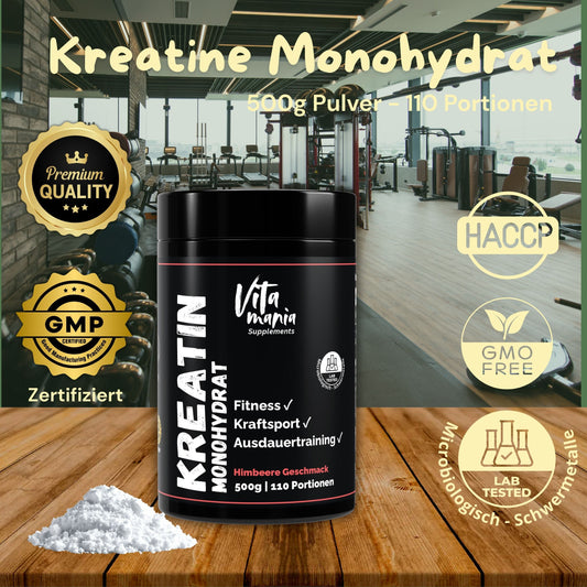 Kreatin Monohydrat Pulver - Himbeere - 500g