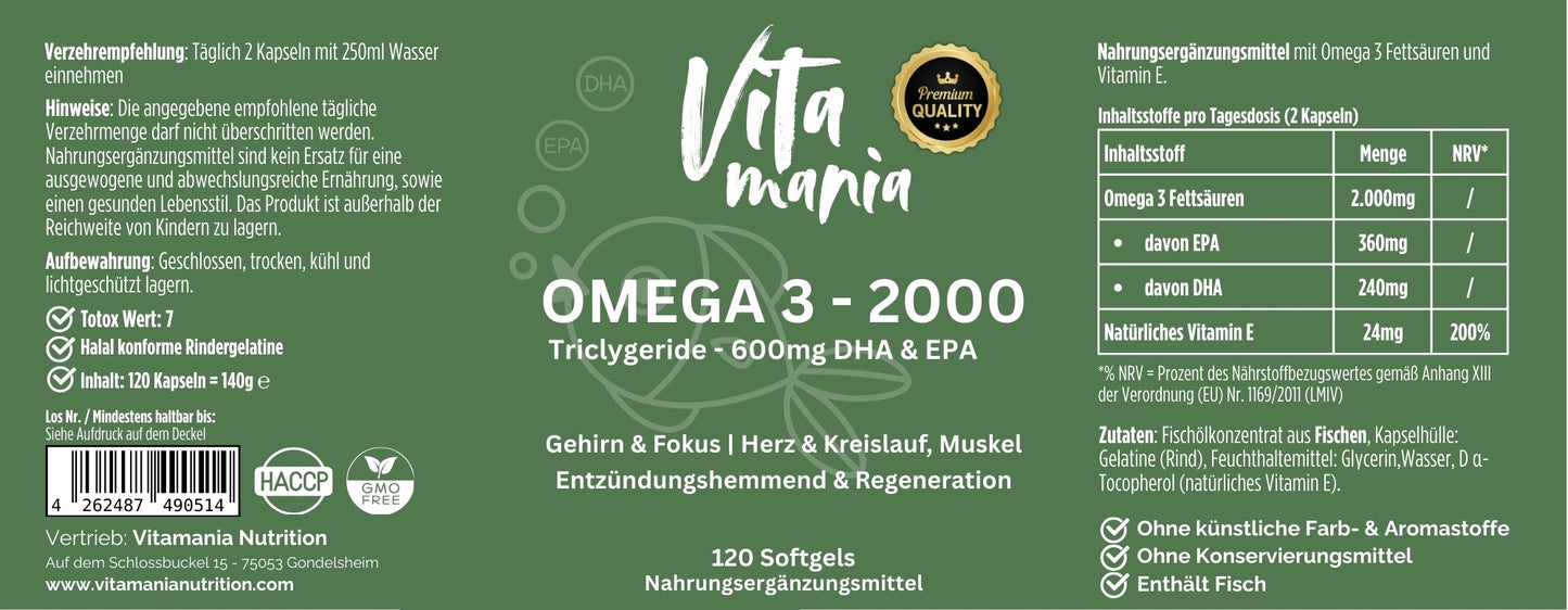 Omega 3 Basic - Triglyceride 18/12 (Halal Gelatine) - 120 Softgels