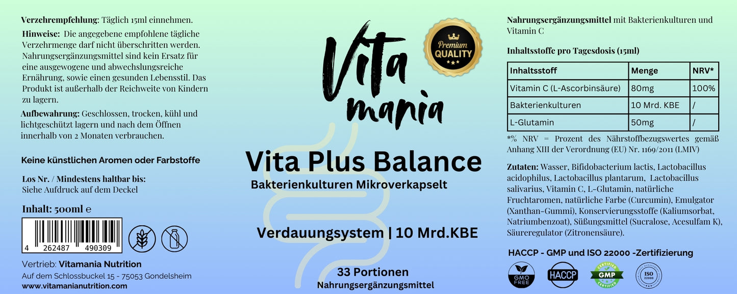 Vita Plus Balance - Bakterienkulturen - 500ml