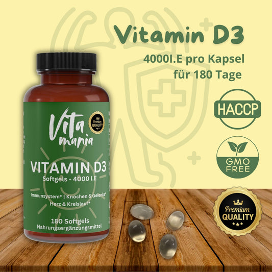 Vitamania Vitamin D3 4.000 I.E - 180 Softgels Halal konform