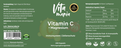 Vitamina C 500 mg + Magnesio - 240 Capsule