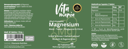 Magnesium Komplex 4fach - 60 vegane Tabletten