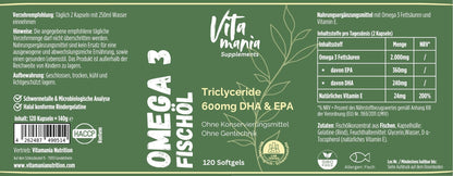 Premium Omega-3 Triglyceride 18/12 (Halal Gelatine) - 120 Softgels