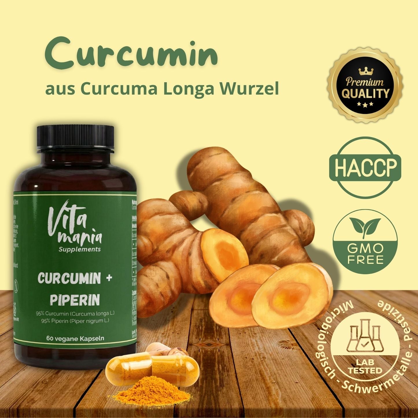 Curcumin + Piperin - 60 vegane Kapseln