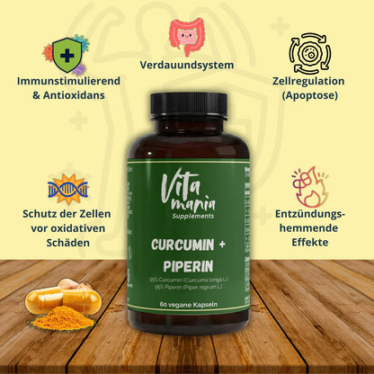 Curcumin + Piperin - 60 vegane Kapseln