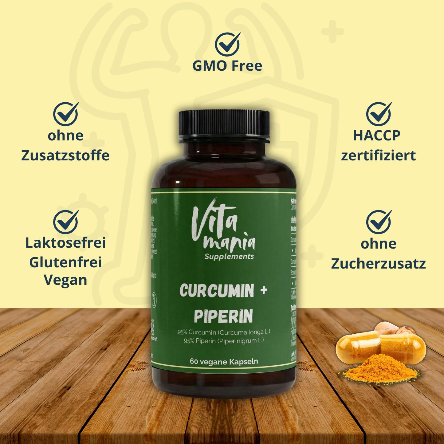 Curcumin + Piperin - 60 vegane Kapseln
