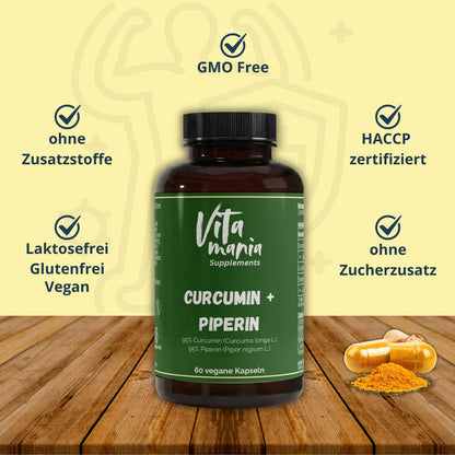Curcumin + Piperin - 60 vegane Kapseln