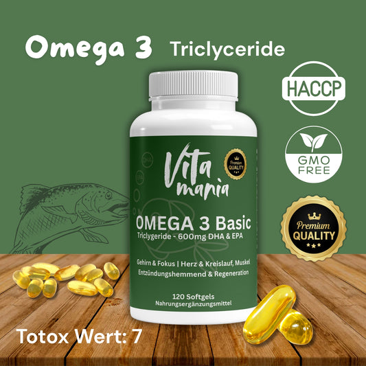 Vitamania Omega 3 Basic - Trigliceridi 18/12 (Gelatina Halal) - 120 Capsule Morbide
