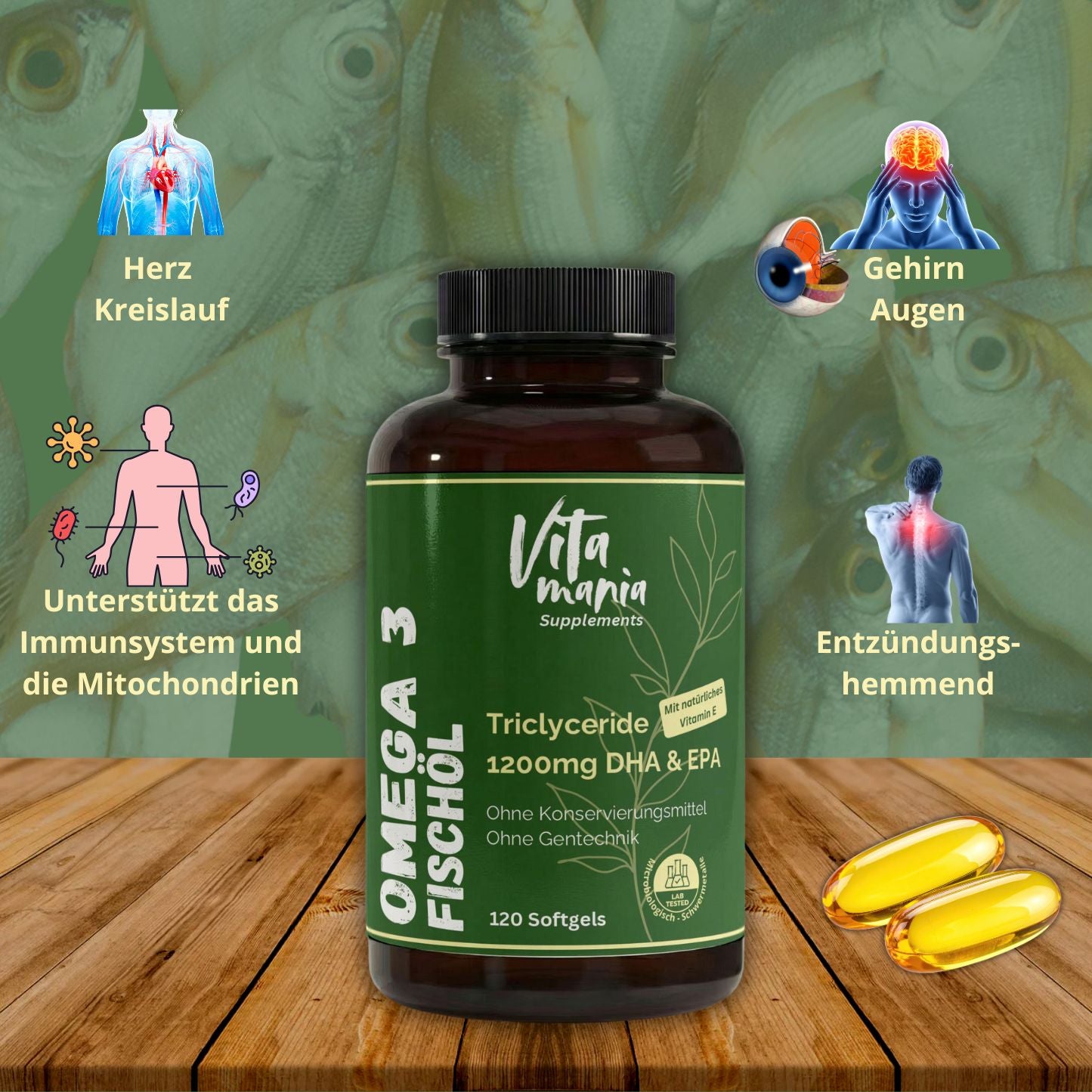 Premium Omega-3 Triglyceride 35/25 (Halal Gelatine) - 120 Softgels