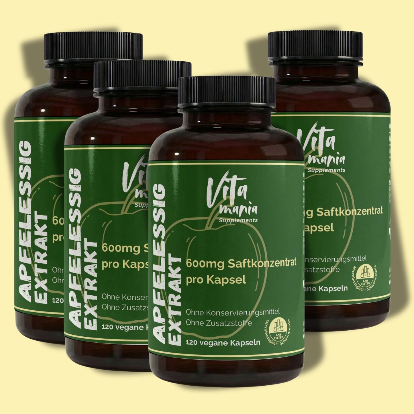 Estratto di aceto di mele in capsule (600 mg per capsula) - 120 capsule vegane
