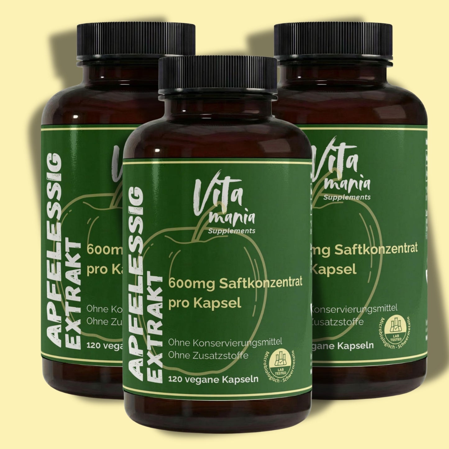 Estratto di aceto di mele in capsule (600 mg per capsula) - 120 capsule vegane