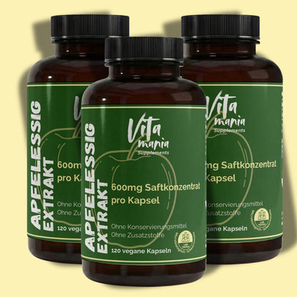 Estratto di aceto di mele in capsule (600 mg per capsula) - 120 capsule vegane