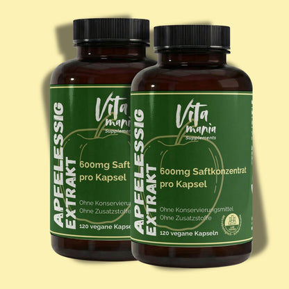 Estratto di aceto di mele in capsule (600 mg per capsula) - 120 capsule vegane