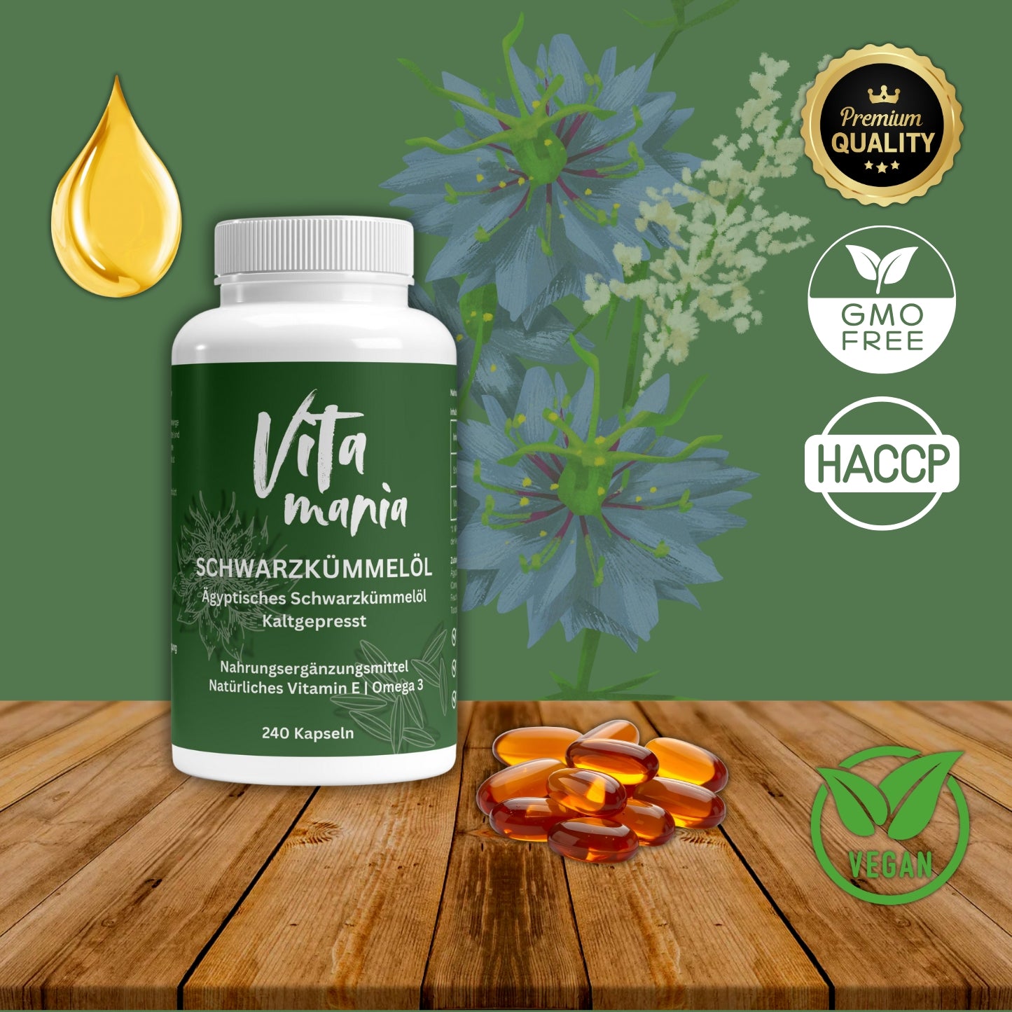 Olio di semi neri egiziani 1000 - 240 capsule molli vegane