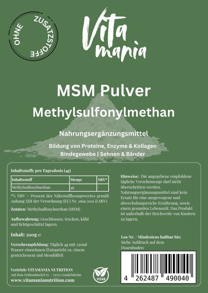MSM (metilsulfonilmetano) in polvere - 500 g