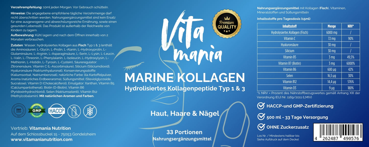 Premium Marine Kollagen (1500 DA) - 500ml