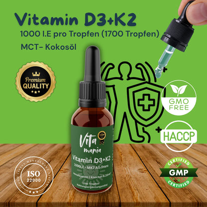 Vitamin D3+K2 - 50ml - 1700 Tropfen MCT