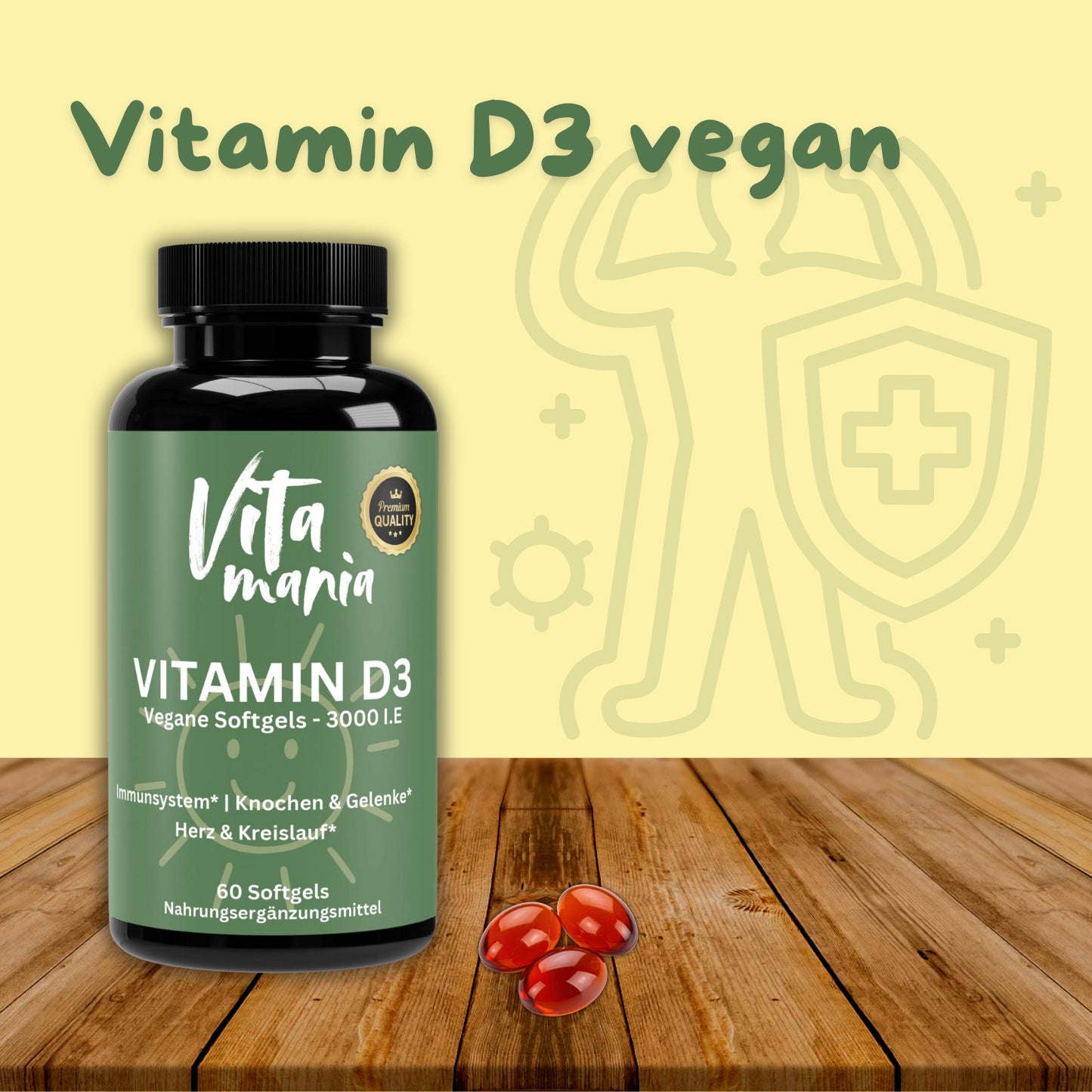 Vitamin D3 3.000 I.E - 60 vegane Softgels