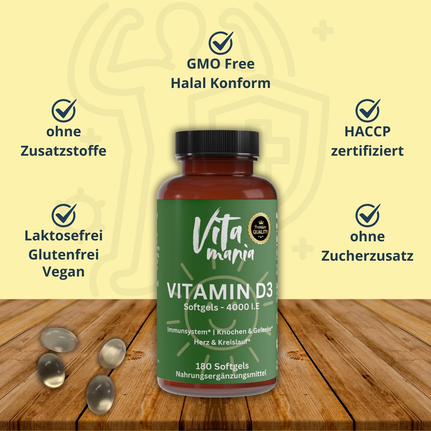 Vitamin D3 4.000 I.E - 180 Softgels Halal konform