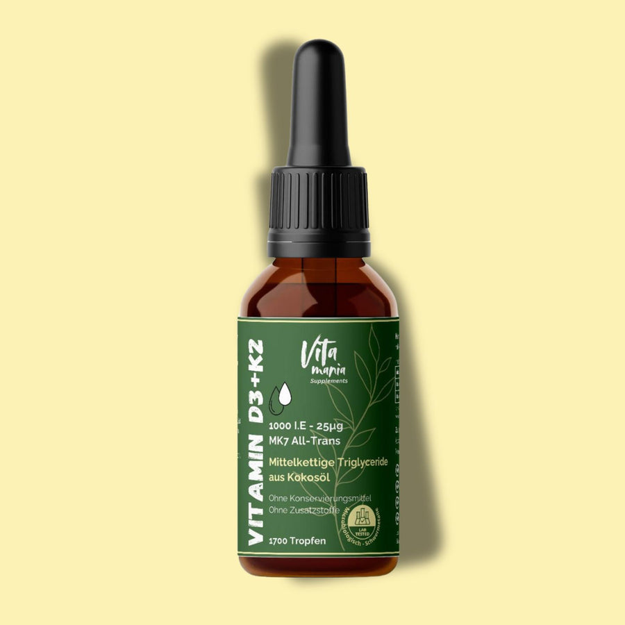 Vitamina D3 + K2/MK7 Premium - 1.700 gocce (1.000 U.I.) in olio MCT - 50ml